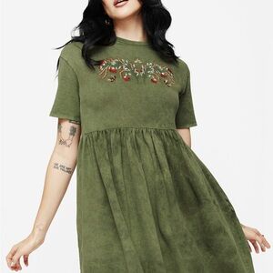 Copia Embroidered Cotton Jersey Skater Dress